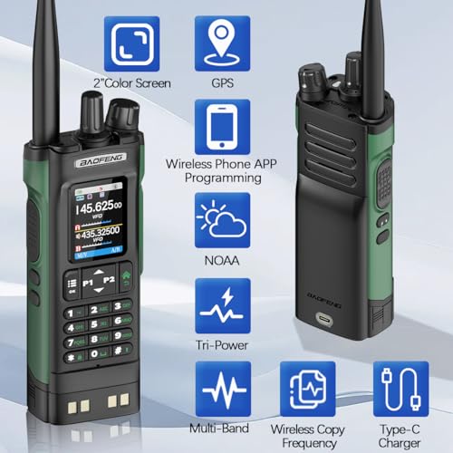 BAOFENG Radio UV32 Ham Radio Handheld 10W Rechargeable Walkie Talkies Long Range UV-32 Two Way Radio NOAA Weather Radio wi...