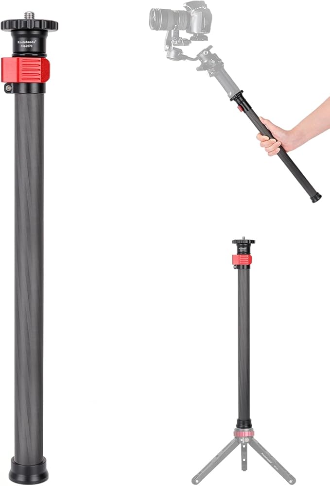 Koolehaoda Tripod Extender 2 Section Center Column Extension 28" Carbon Fiber Telescopic Stick Rod with 1/4" to 3/8" Screw...