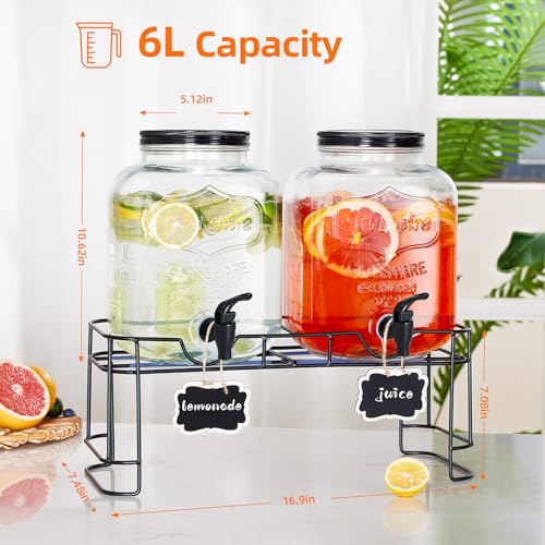 2 PCS 1.5 Gallon Drink dispenser For Parties, Beverage Dispenser With Stand, Large Water Drink Dispensers With Spigot for ...