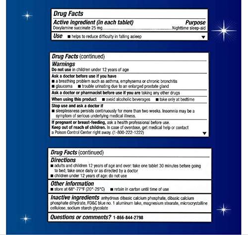 Unisom SleepTabs, Nighttime Sleep-aid, Doxylamine Succinate, 2 Pack
