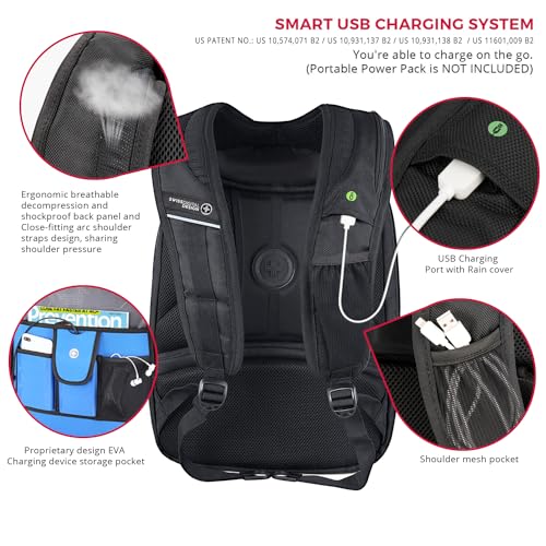 Swissdigital Design TSA Business Laptop Backpack For Men,Travel Backpack With USB Charging Port,College Tech Backpacks Wit...