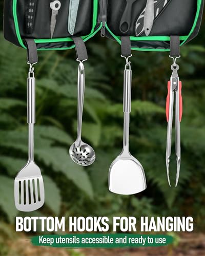 FANGSUN Camping Cooking Utensils, 16 PCS Portable Camping Kitchen Set with Grill Accessories, Camp Gifts for Men Dad, New ...