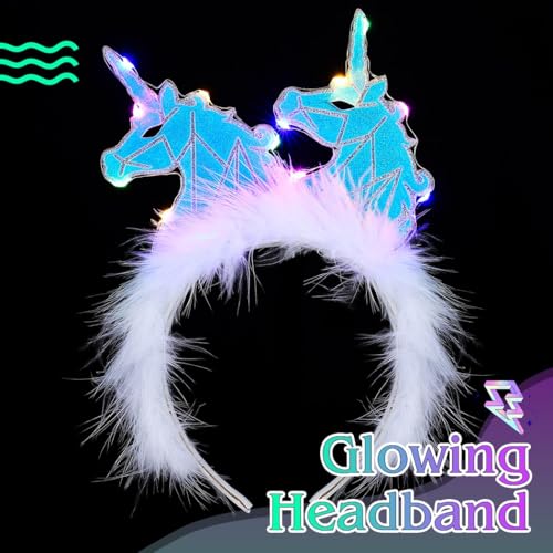 JAKAWIN Light Up Headband Glowing Headpiece Costume Hair Accessories for Women