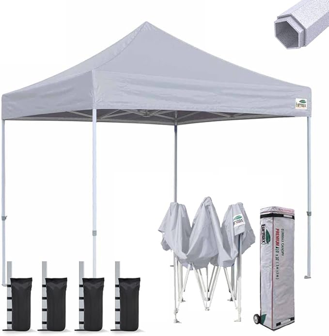 Eurmax USA Premium 10'x10' Pop-up Canopy Tent Commercial Instant Canopies Shelter with Heavy Duty Wheeled Carry Bag Bonus ...