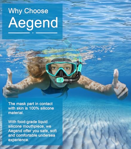Aegend Snorkeling Gear for Adults Youth Kids, Dry Snorkel Set Panoramic View Enhanced Anti-Leak and Anti-Fog Technology, A...