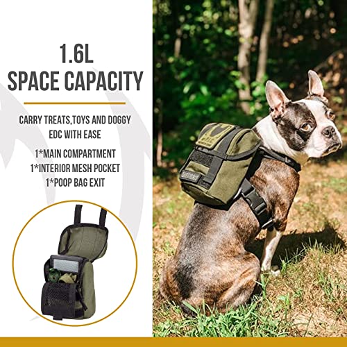 OneTigris Dog Pack, Backpack Durable Small Medium Dog Pack with Litter Bag Exit for Camping Hiking Daily Walking (Ranger G...