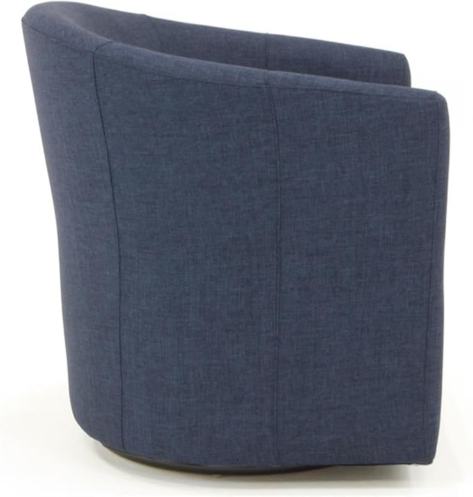 Pemberly Row Traditional Fabric Swivel Club Chair in Navy Blue