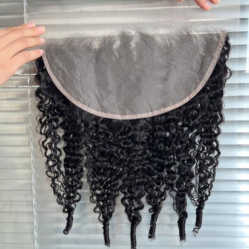 13x6 Burmese Curly Frontal 100% Real Human Hair 13x6 Frontal Burmese Curly Hair Transparent HD Lace Closure Natural Black 1B Color 16 Inch
