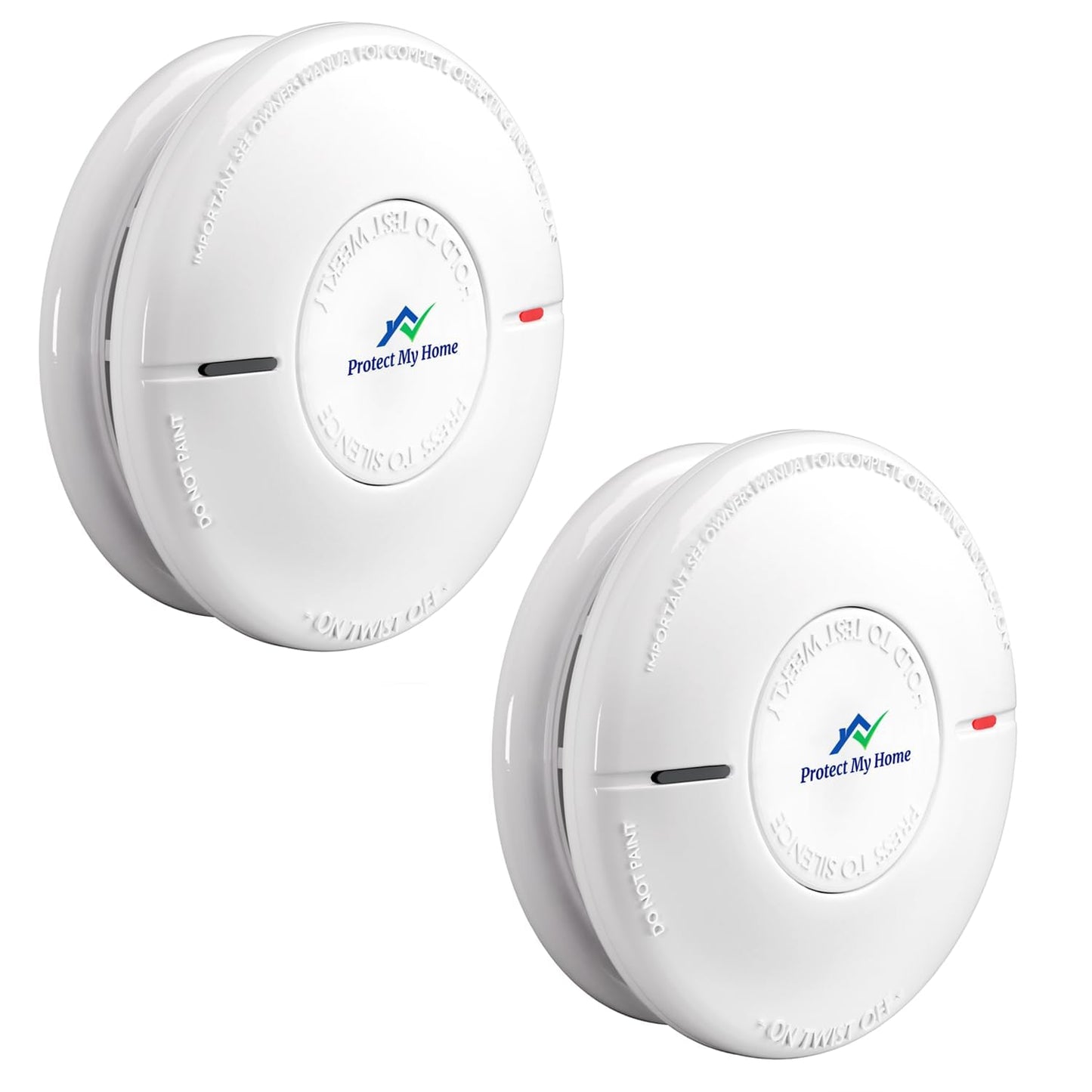 Protect My Home Smoke and Carbon Monoxide Detector Combo - CO & Smoke Alarm System with Hush Function, Self-Test Button, 10-Year Built-in Battery - Easy to Install, for Home & Office
