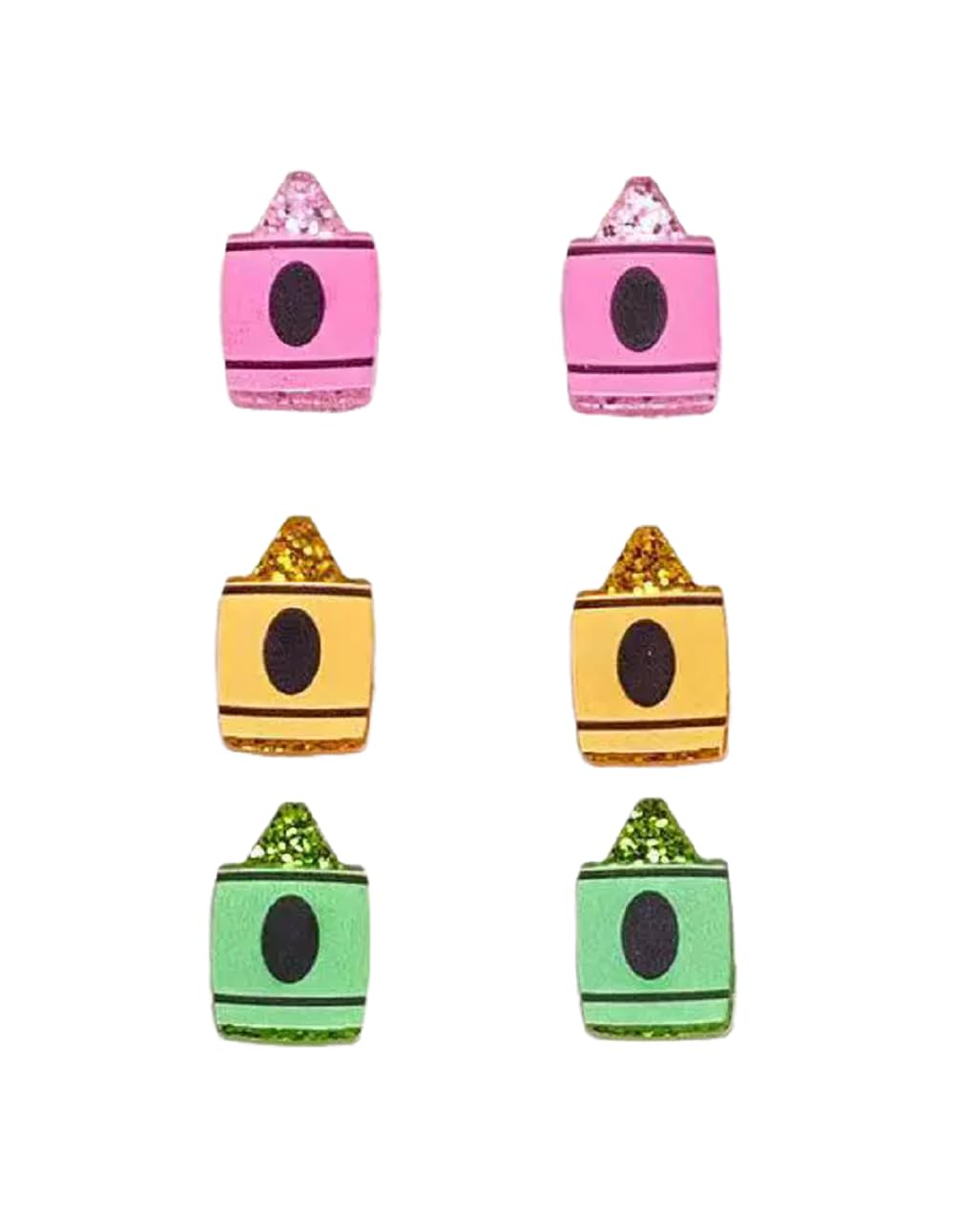 Shiny School-themed Teacher Earrings Glittering ABC Pencil Paint Palette Crayon Stud Earrings Set Graduation Back to School Gift