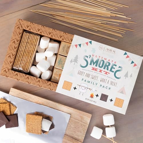 Smores Kit By Astor Chocolate Smore Kit for Fire Pit, Camping, Includes Marshmallows, Graham Crackers, Assorted Premium Be...