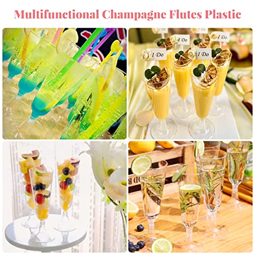 SUREHOME Plastic Champagne Flutes 200 Pack Champagne Glasses Disposable Mimosa Glasses 5 Oz Crystal Clear Plastic Flutes f...
