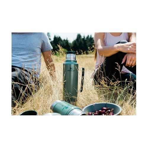 Stanley Classic Legendary Vacuum Bottle 2.0 qt | Wide Mouth with Leakproof Cup Lid |Keep Drinks Hot or Cold | Packable for Travel | Insulated Stainless Steel Thermal Bottle | BPA-Free|Hammertone Green