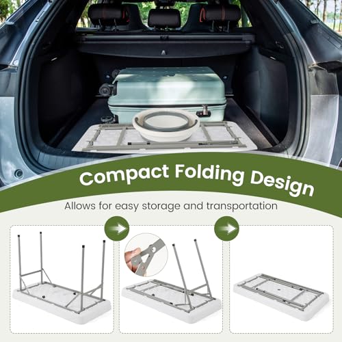 COSTWAY 46” Cooler Table, Folding Ice Table for Parties with Drain, Foldable Bucket & Removable Skirt, Ideal for Tailgate,...