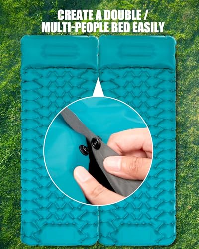 AKSOUL Camping Sleeping Pad with Pillow: Extra Thick 3.9 inch Ultralight Self Inflating Air Mat, Compact Lightweight Insul...