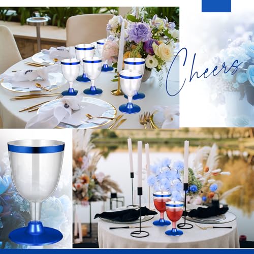 Jingmore 50 Pcs Rimmed Cups Plastic Wine Glasses Champagne Flutes 6 oz Wine Cups Clear Toasting Glasses Mini Stemware for ...