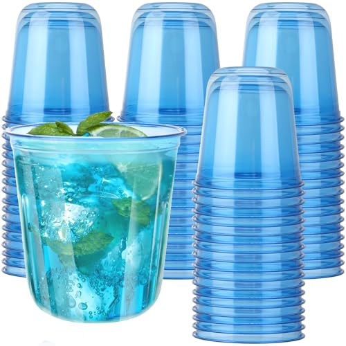 Xuelimei 50pcs 12oz Disposable Stemless Glasses,PET Disposable Drinking Cups,Cold Party Clear Plastic Wine Glasses for Par...