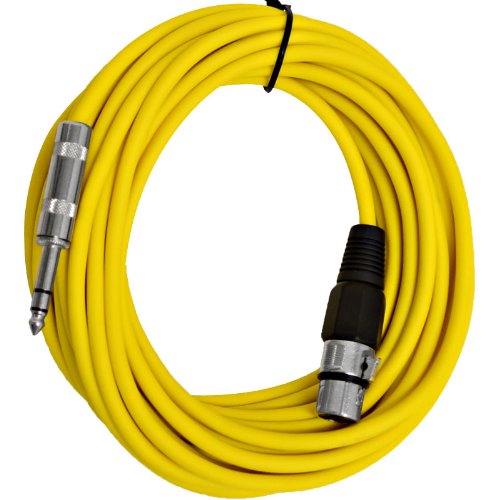 Seismic Audio - Satrxl-F25Yellow-6Pack - 6 Pack Of 25 Ft Xlr Female To 1/4 Trs Patch Cable Snake Cords Balanced - Yellow