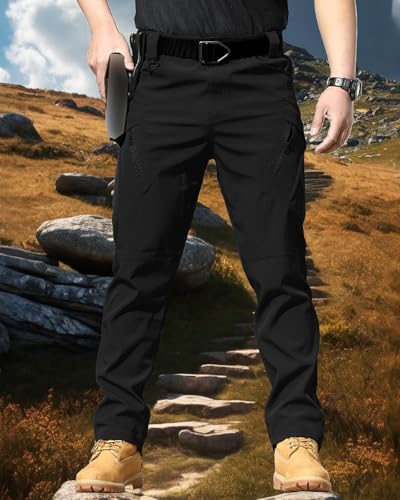 whox Men's Work Cargo Pants Tactical Hiking Casual Water Resistant Ripstop Trousers for Outdoor with 6 Pockets(No Belt)