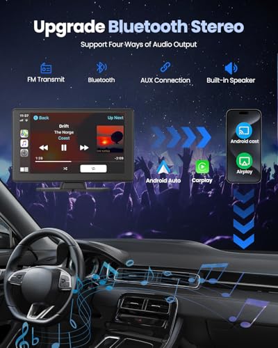 VyKure Portable Carplay Screen for Car 5K Dash Cam, 9" Wireless CarPlay & Android Auto Car Audio Receivers with 1080p Back...