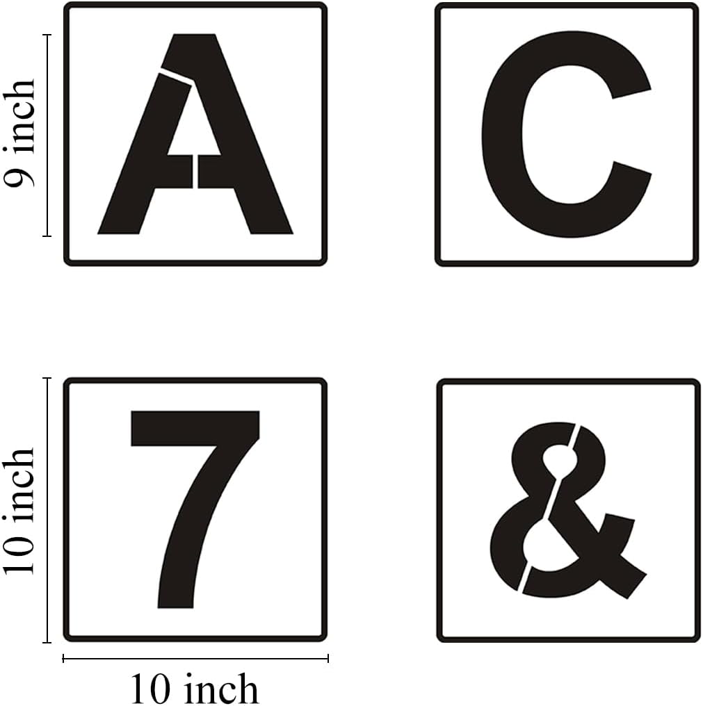 Alphabet Letter and Number Stencils 10 Inch - 40 Pack Large Letters and Numbers Stencil Templates with Signs for Painting on Wood, Reusable Number Letter Stencils for Chalkboard Signs & Wood Wall Art