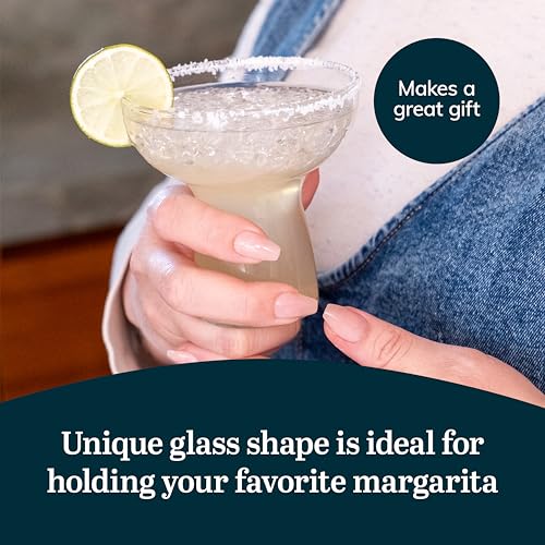 Libbey Stemless Margarita Glasses Set of 6, 10.25 ounces Classic Lightweight Margarita Cups, Fancy Glassware Set for Celeb...