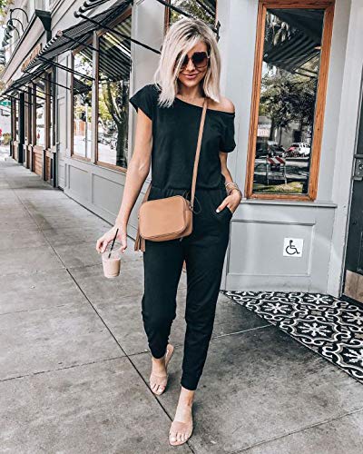 PRETTYGARDEN Jumpsuits for Women 2026 Summer Dressy Off Shoulder Romper Spring Vacation Travel Lounge Outfits Clothes
