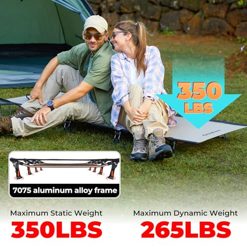 KingCamp Ultralight Camping Cot, Portable Folding Tent Camping Bed, Heavy Duty Sleeping Bed with Pillow for Adults Outdoor...
