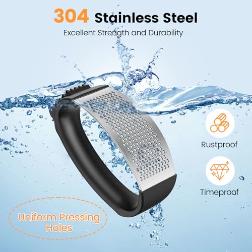 Garlic Press,Stainless Steel Garlic Mincer Crusher,Easy to Use and Clean,Ergonomic Handle,Easy Kitchen Gadget for Effortle...
