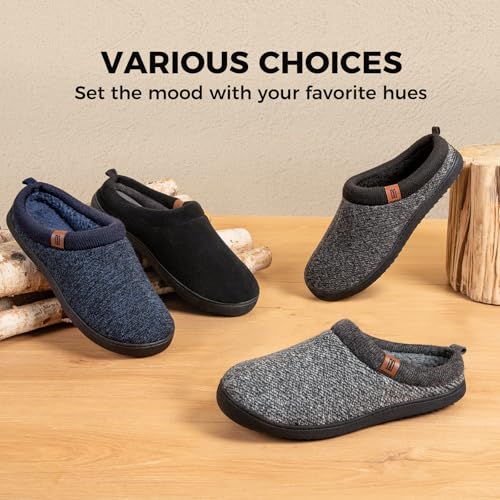 MERRIMAC Men's Slip on Slippers Comfy Memory Foam Non Slip Indoor House Shoes