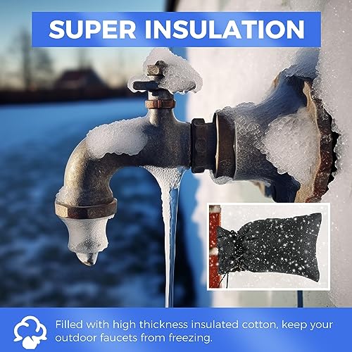Outdoor Faucet Covers for Winter Freeze Protection, 2 Pack 6.7" x 9.5" Hose Bib Cover, Water Spigot Covers Winter Insulate...