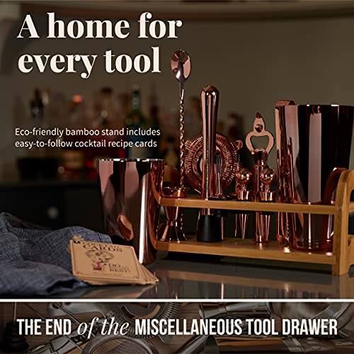 Mixology & Craft Bartender Kit - 13 Piece Set Including Stainless Steel Cocktail Making with Bar Stand & Boston Shaker, Pe...