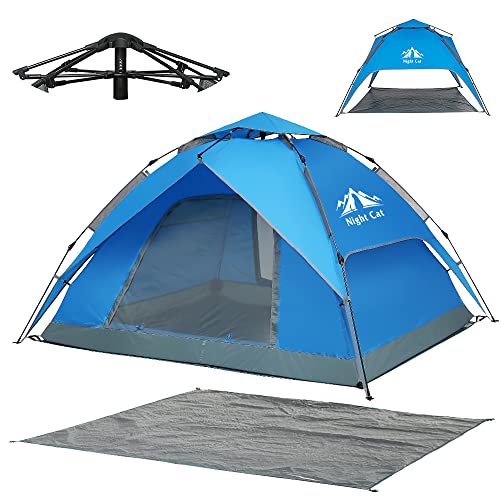 Night Cat Instant Popup Tents 2-3 Persons with Footprint Tarp Easy Setup Camping Tent with Rainfly Double Layers Waterproo...