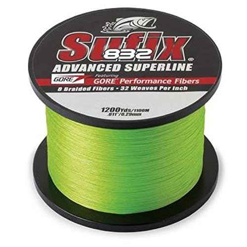 Sufix 832 Braid Line-1200 Yards (Neon Lime, 6-Pound)