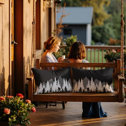GTYNU Funny Bigfoot Sasquatch Forest Throw Pillow Covers 12x20 Set of 2,Camper Decor Pillowcase,Camping Camper Bigfoot Gif...