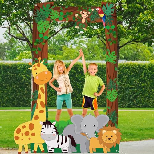 Jungle Party Decorations Jungle Animals Photo Booth Props Safari Animals Hanging Banner Safari Picture Frame Wild Animal P...