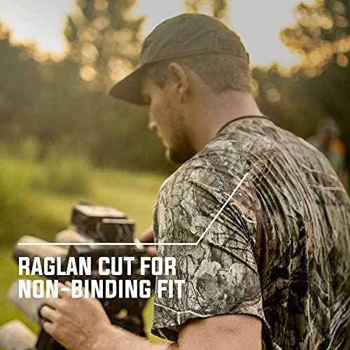 Mossy Oak Camo Hunting Short Sleeve Shirt for Men - Lightweight Performance Stretchable Tee with 4-Way Stretch & Cooling Tech