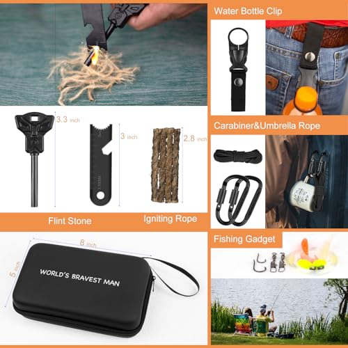 Survival Kit 34 in 1 Emergency Tactical Survival Gear Camping Tool Accessories Equipment Gifts for Men Christmas Stocking ...