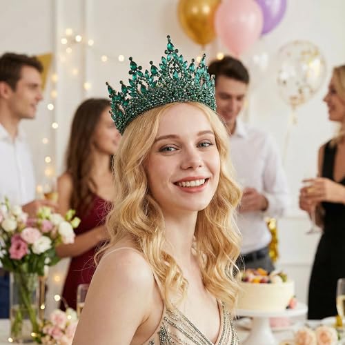 Large Tiaras and Crowns for Women Crystal Tall Pageant Crowns Rhinestone Royal Queen Headband Princess Quinceanera Headpie...