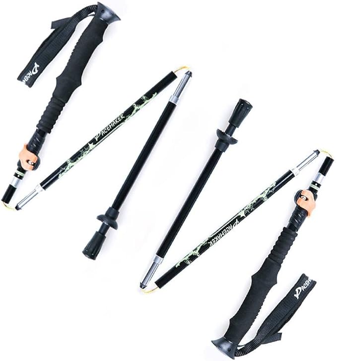 Trekking Poles -2 Ultralight Collapsible Carbon Fiber Hiking Poles with Anti-Shock and Quick Lock System, Folding Walking ...