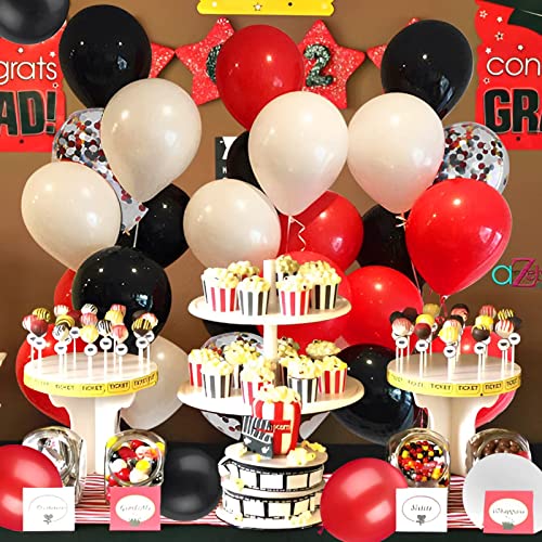 62Pcs Red and Black Balloons Kit - 12 Inches Red Black Party Decoration Balloons for Graduation Casino Theme Birthday Part...