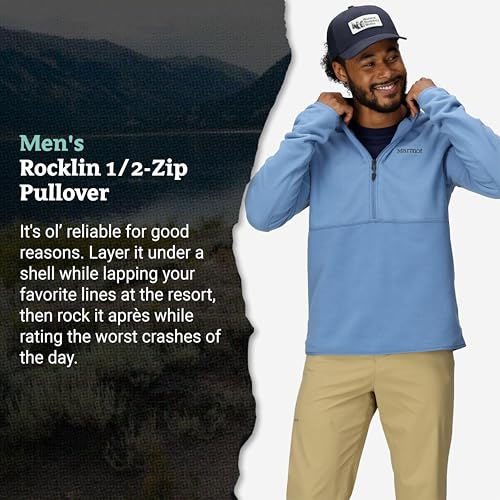 Marmot Men's Rocklin 1/2 Zip Jacket - Classic, Warm, Lightweight 100-Weight Fleece Layer