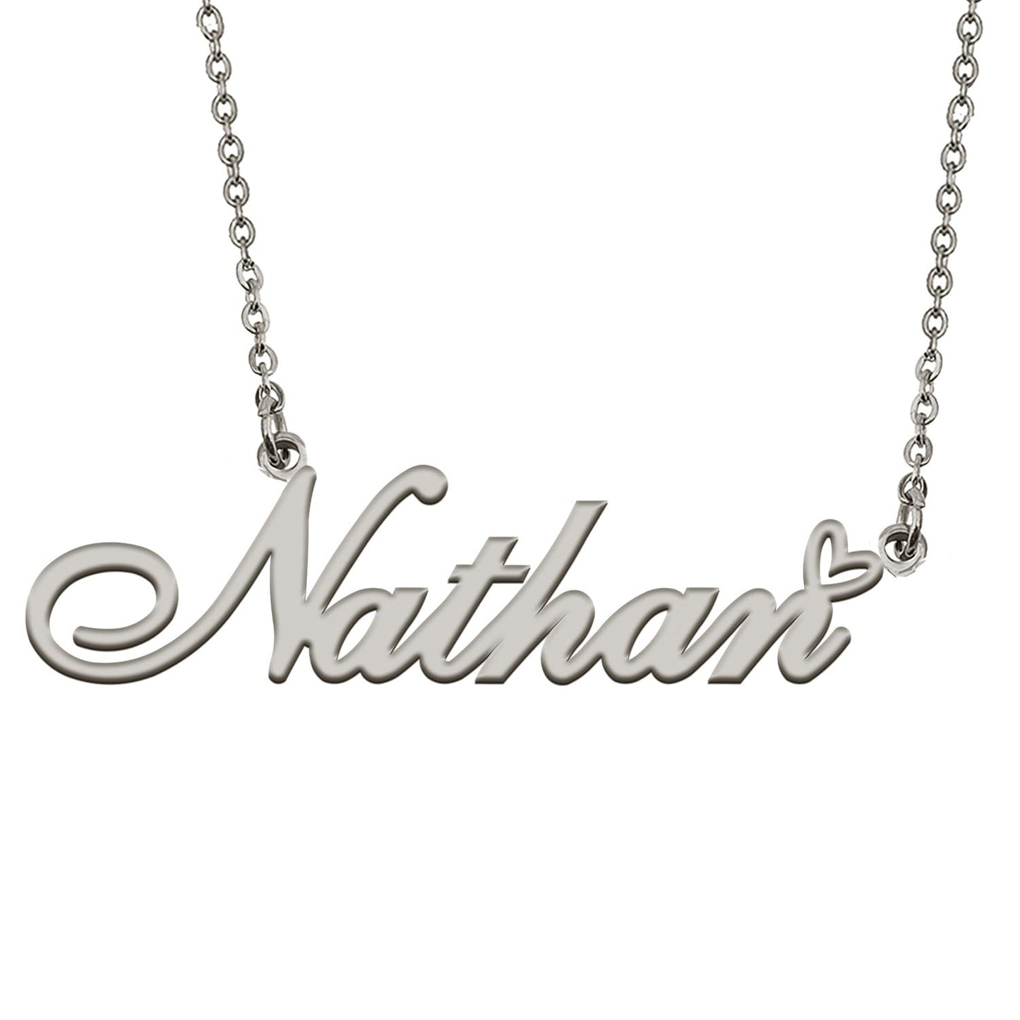 HUAN XUN Customized Nathan Name Necklace Silver Stainless Steeel for Women Personlized Jewelry Gifts for Mother