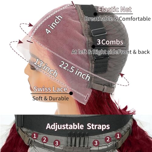 26 Inch 99j Burgundy Lace Front Wigs Human Hair Pre Plucked 13x4 Straight Lace Frontal Wigs Human Hair Win Red Colored Wigs for Black Women Straight Wigs Human Hair Natural Hairline