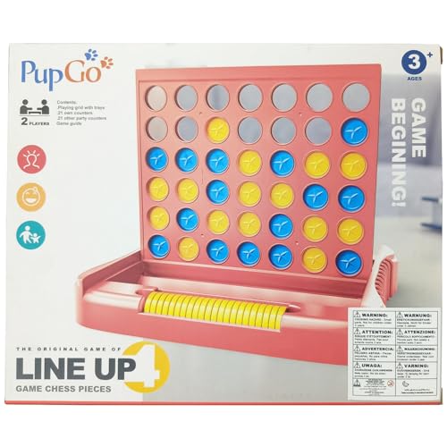 Pup Go 4 in a Row Game, Connect & Win Four in a Row Board Game, Portable 2-Player Strategy Games for Travel, Gift for Kids Children Age 3-12, Family Games Foldable Design with 6 Spare Discs Blue