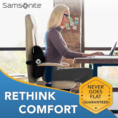 Samsonite Ergonomic Lumbar Support Pillow for Office Chair, Gaming Chair, or Car, Memory Foam Cushion with Breathable Vent...