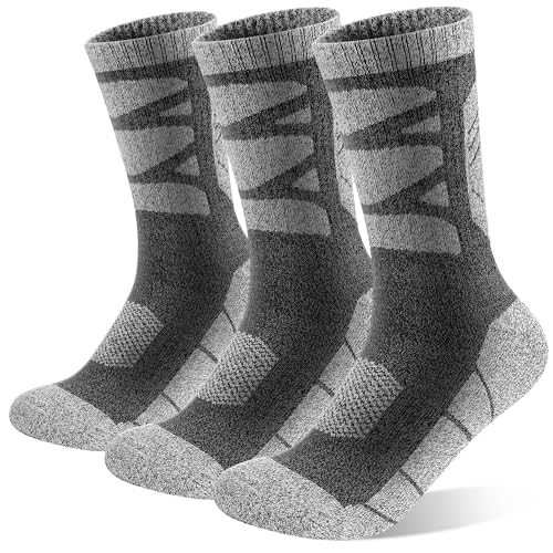 GRPSKCOS Hiking Socks Men 3 Pairs Cushioned Walking Socks Men Crew Sock for Outdoor Hiking Running Climbing