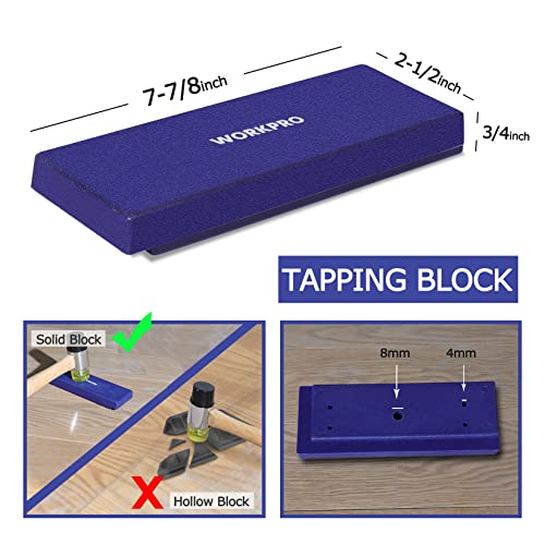WORKPRO Laminate Wood Flooring Installation Kit with Reinforced Double-Faced Mallet, Heavy Duty Pull Bar, Tapping Block an...