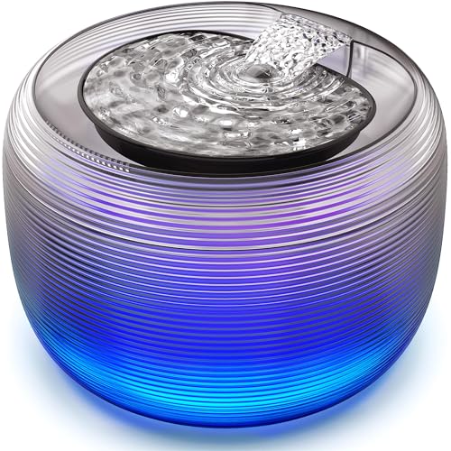 Kastty 3.5L Quiet Cat Water Fountain,118oz Large Capacity Pet Water Fountain for Cats Indoor with Water Level LED Light, E...