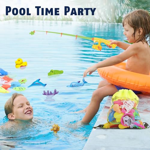 CozyBomB™ Magnetic Fishing Toys Game Set for Kids | Water Table Bathtub Kiddie Pool Party Pole Rod Net, Outdoor Plastic Fl...
